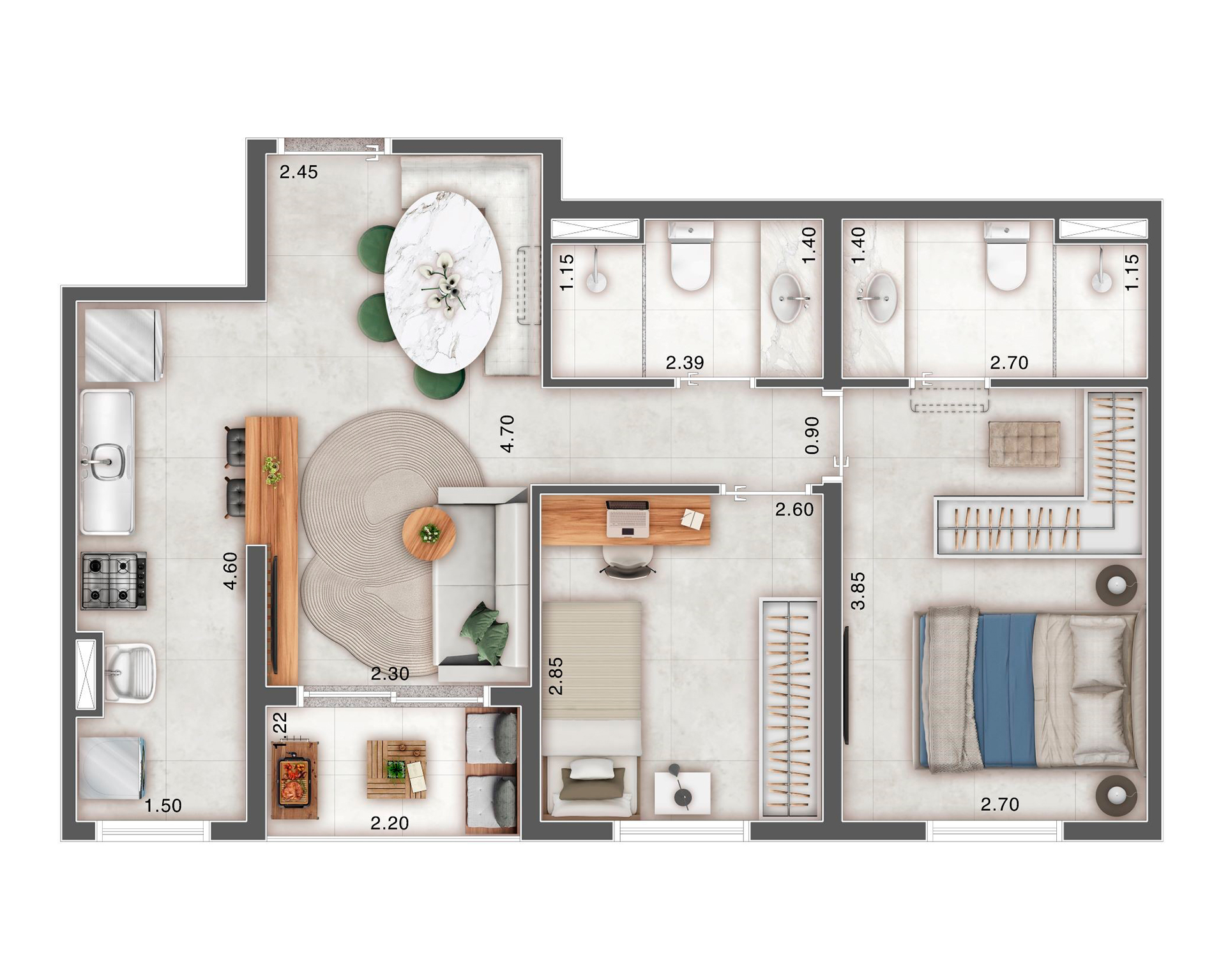 55 m²