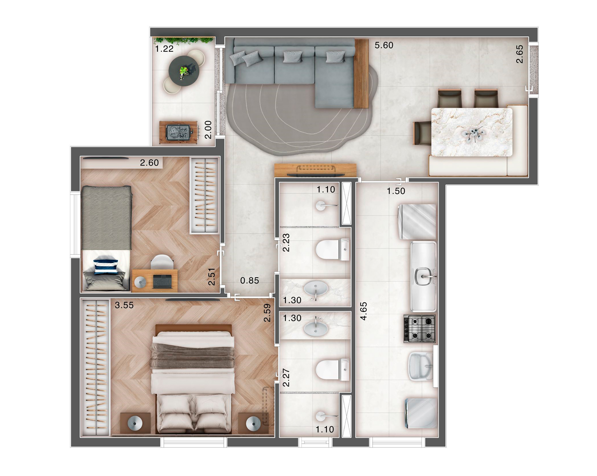 54 m²